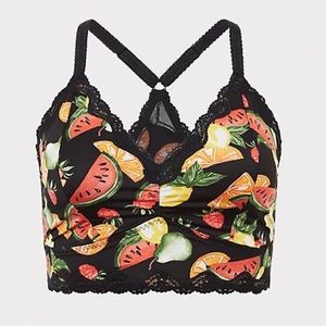 Silky Lace Trim Racerback Bandeau Bralette